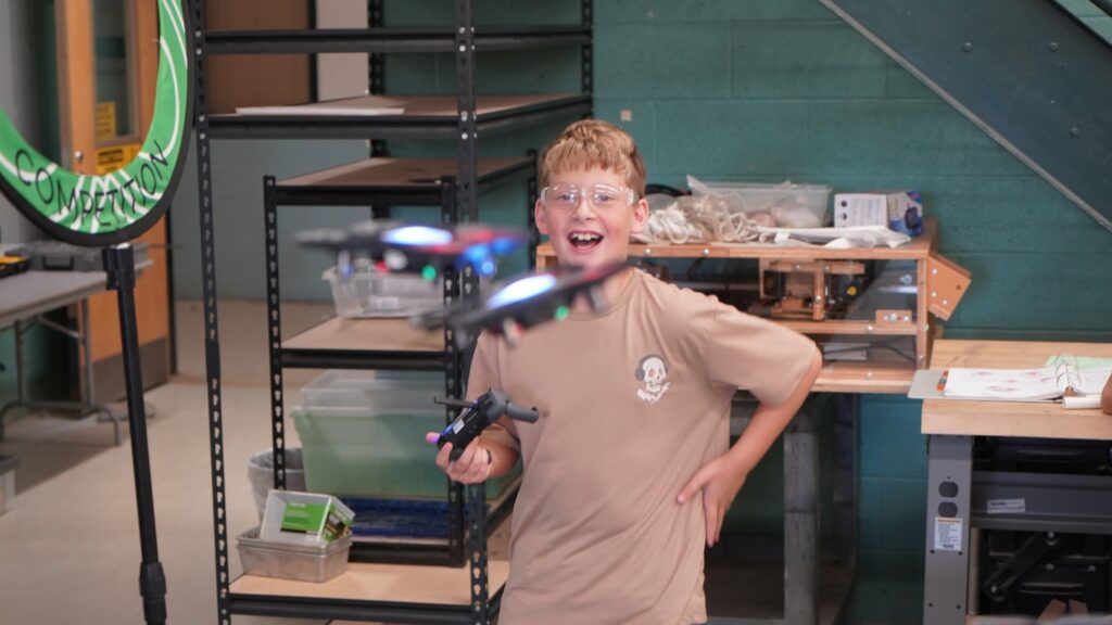 Students practice flying drones at River Valley Technical Center.